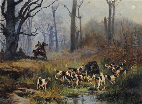 Scene De Chasse A Courre: L'hallali Oil Painting by Olivier de Penne