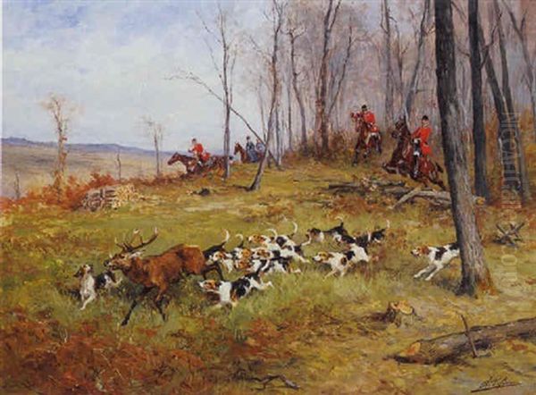 Scene De Chasse A Courre: La Prise Du Cerf Oil Painting by Olivier de Penne