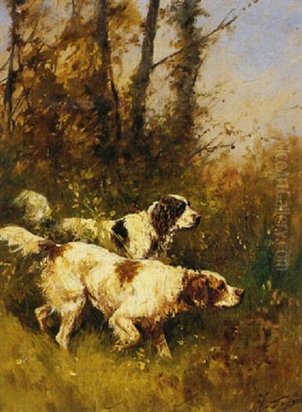 Deux Chiens A L'arret Oil Painting by Olivier de Penne