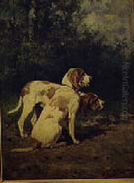 Hunting Dogs Oil Painting by Olivier de Penne