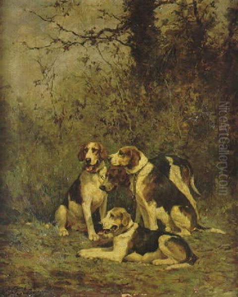 Hounds At Rest Oil Painting by Olivier de Penne