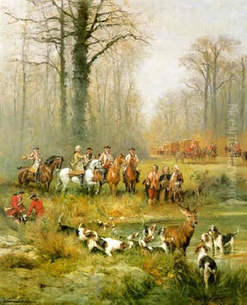 A Royal Hunt Oil Painting by Olivier de Penne