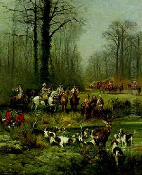 Chiens De Chasse En Foret Oil Painting by Olivier de Penne