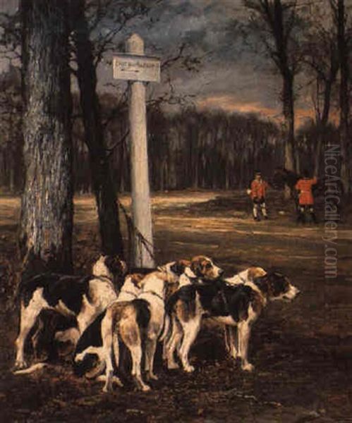 Chiens De Chasse En Foret Oil Painting by Olivier de Penne