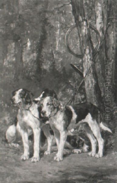 Hunting Dogs Oil Painting by Olivier de Penne