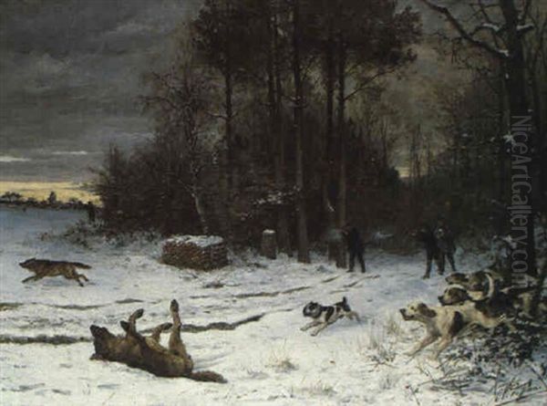 La Chasse Aux Loups Oil Painting by Olivier de Penne