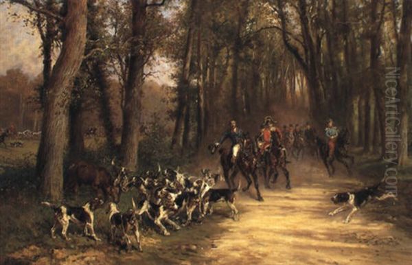 La Chasse Du Duc D'orleans A Chantilly Oil Painting by Olivier de Penne