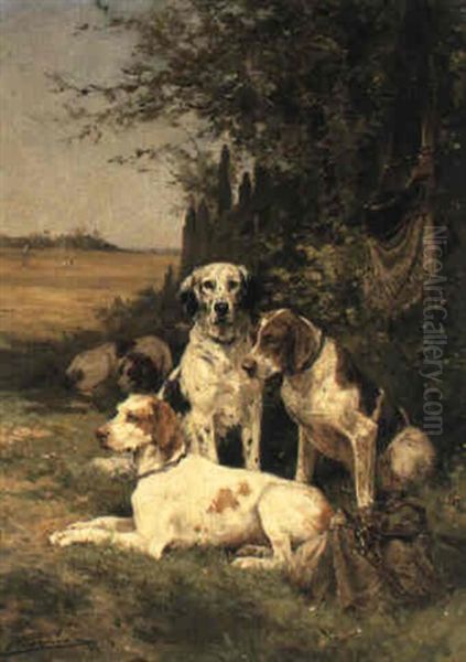 Four Hounds Resting Oil Painting by Olivier de Penne