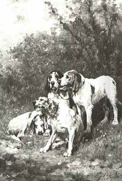 Hounds At Rest Oil Painting by Olivier de Penne