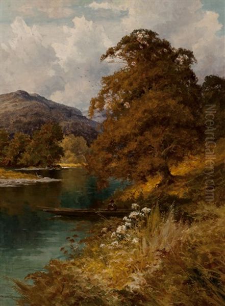 A Quiet River Scene Near Barmouth Oil Painting by Harry Pennell