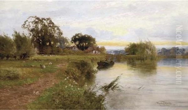 Evening On The Thames, Near Bray Oil Painting by Harry Pennell