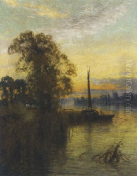 On The Broads Oil Painting by Harry Pennell