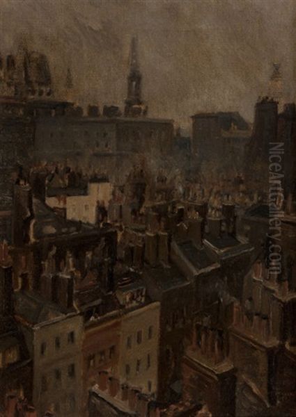 The Quarter: View Of The Old Part Of The Adelphi, London From Joseph Pennell's Window, 1890 Oil Painting by Joseph Pennell