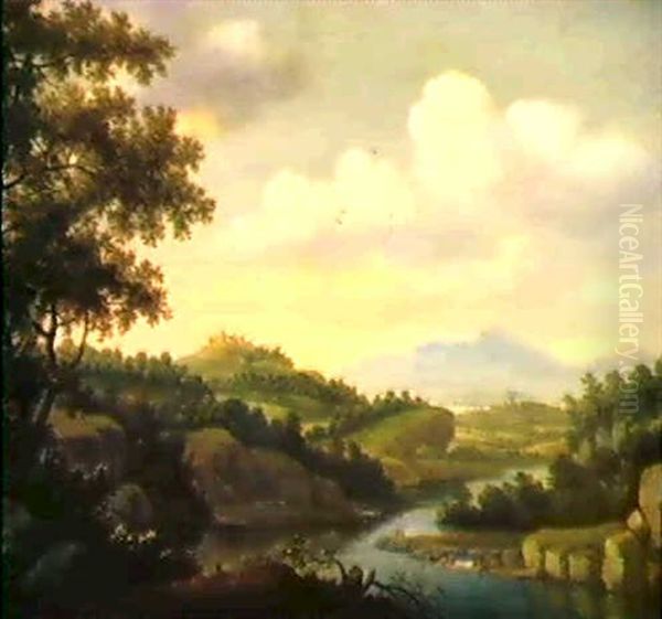 Flusslandschaft Mit Booten Oil Painting by Jan Penninck