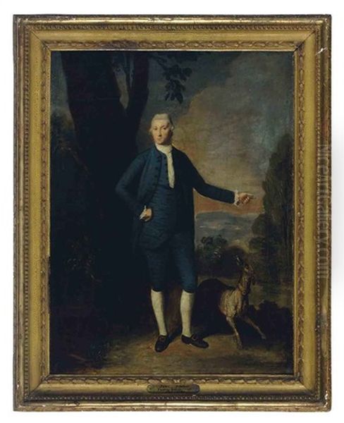 Portrait Of John Ffolkes With A Dog In A Landscape (+ Portrait Of Catherine Ffolkes; 2 Works) Oil Painting by Edward Penny