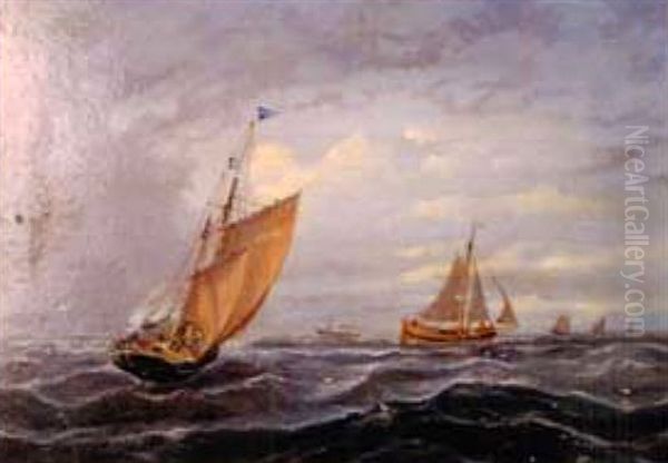 Shipping On Rough Seas Oil Painting by William Daniel Penny