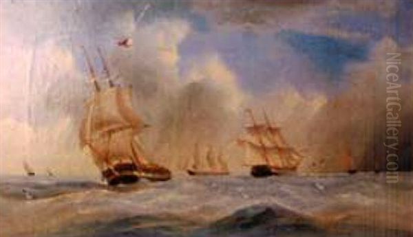 Shipping In Rough Seas Oil Painting by William Daniel Penny