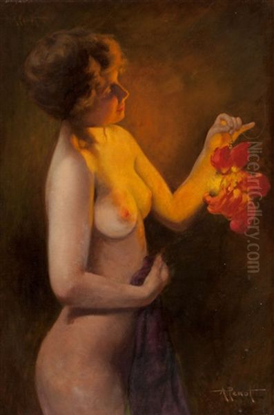 Nude In Candlelight Oil Painting by Albert Joseph Penot