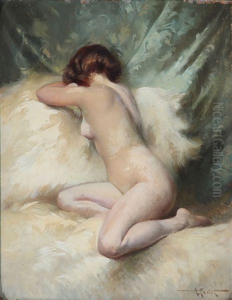 A Nude Back-turned Woman Oil Painting by Albert Joseph Penot