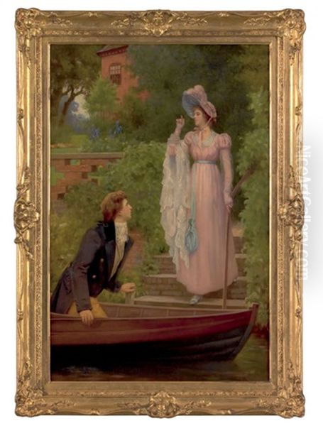 A Courting Couple Oil Painting by Albert Joseph Penot