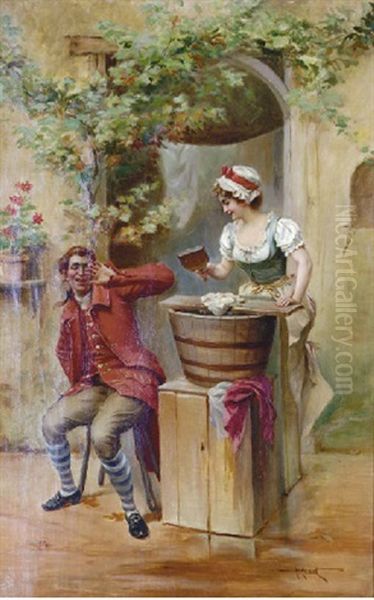 Laundry Day Oil Painting by Albert Joseph Penot