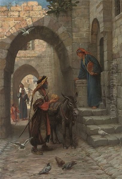 A Fruit Seller In A North African Street Oil Painting by James Doyle Penrose