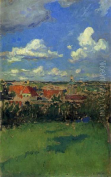 Sommertag Mit Blick Auf Ein Dorf Oil Painting by Anton Joseph Pepino