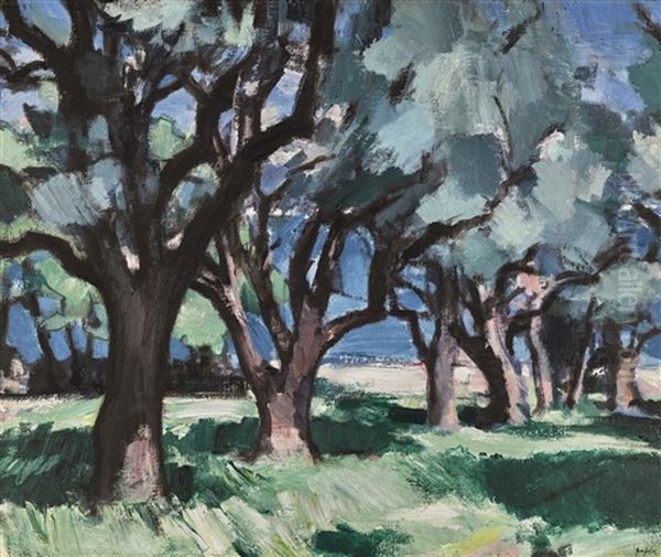 Trees, Antibes Oil Painting by Samuel John Peploe