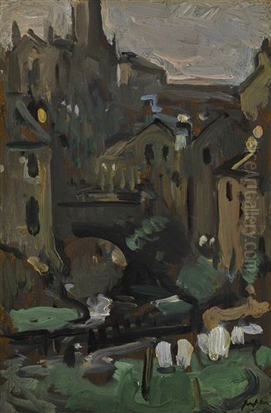 Dean Village, Edinburgh Oil Painting by Samuel John Peploe