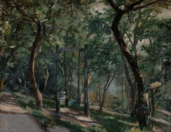 The Swing. Oil Painting by August Blunck