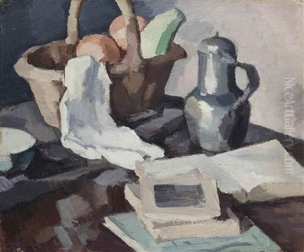 Still Life With Pewter Flagon (recto); Untitled (verso) Oil Painting by Samuel John Peploe