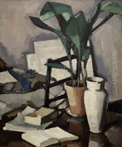 Aspidistra Oil Painting by Samuel John Peploe