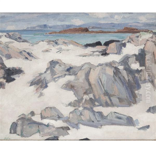 Grey Day Iona (+ Peploe's Sons With A Cricket Bat; Verso) Oil Painting by Samuel John Peploe