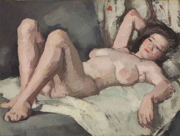 Reclining Nude Oil Painting by Samuel John Peploe