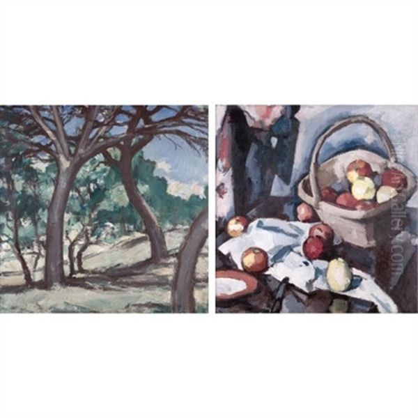 Les Arbres (+ Panier Et Pommes, Verso) by Samuel John Peploe