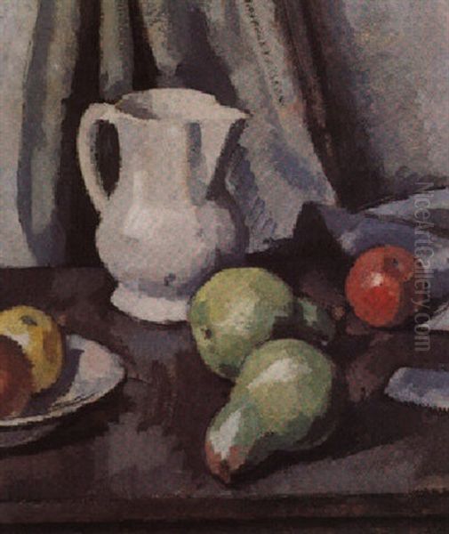 Still Life With Pears (the White Jug) Oil Painting by Samuel John Peploe