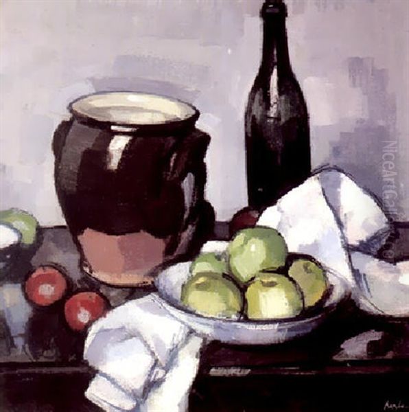 Still Life With Apples Oil Painting by Samuel John Peploe