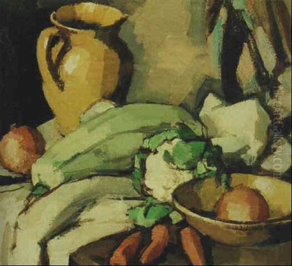 Still Life With Marrow And Carrots Oil Painting by Samuel John Peploe