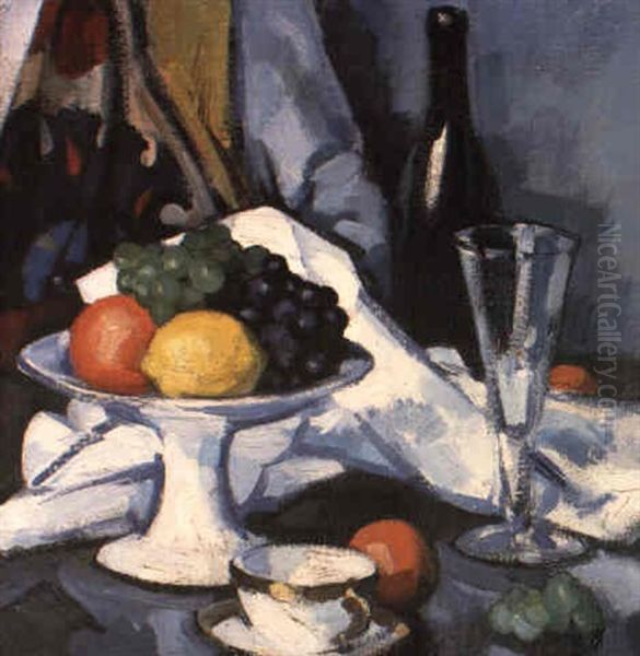 The Black Bottle Oil Painting by Samuel John Peploe