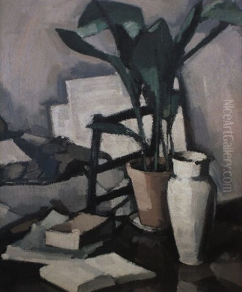 Aspidistra Oil Painting by Samuel John Peploe