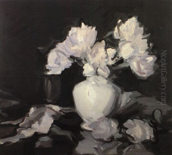 Peony Roses Oil Painting by Samuel John Peploe