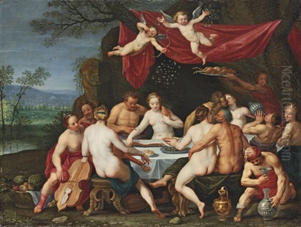 The Wedding Feast Of Bacchus And Ariadne Oil Painting by Marten Pepyn