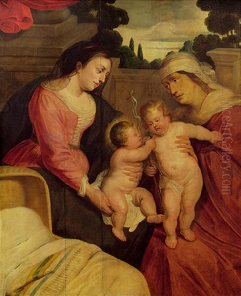 Maria Und Elisabeth Mit Dem Christusknaben Und Johannes Oil Painting by Marten Pepyn