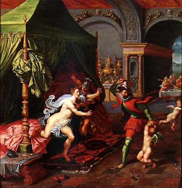 The Chastisement Of Cupid, Or Henri Iv Discovering Gabrielle D'estree's Infidelity Oil Painting by Marten Pepyn