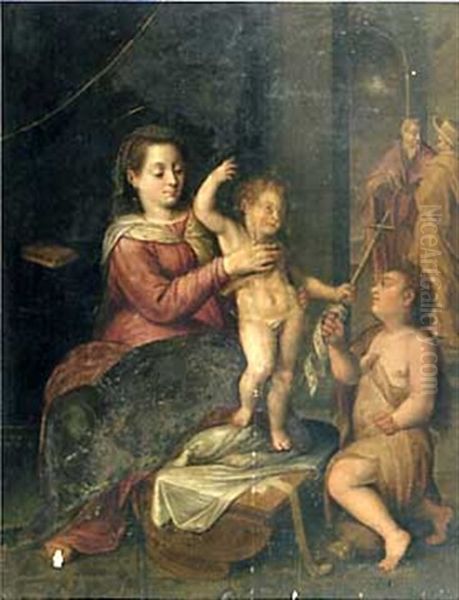 Vierge A L'enfant Avec Le Petit Saint Jean-baptiste Oil Painting by Marten Pepyn