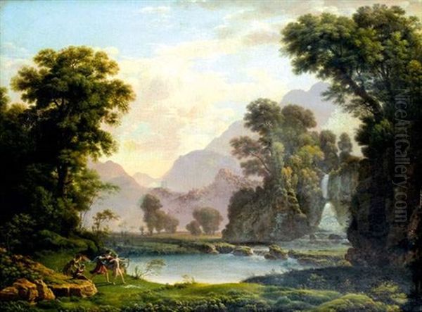 L'education D'achille Dans Un Paysage Classique Oil Painting by Pierre Pequignot