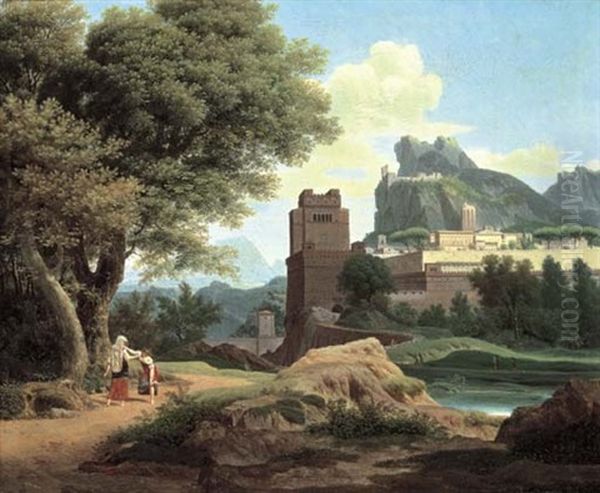 A Classical Landscape Oil Painting by Pierre Pequignot