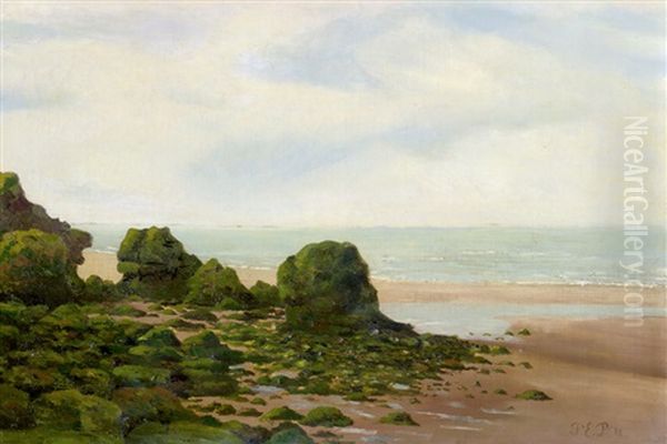 Kustenlandschaft In Der Normandie Bei Ebbe Oil Painting by Paul Emmanuel Peraire