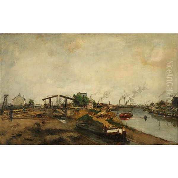 Bords De La Seine Oil Painting by Paul Emmanuel Peraire