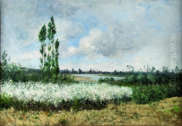 Paysage Au Champs De Fleurs Oil Painting by Paul Emmanuel Peraire